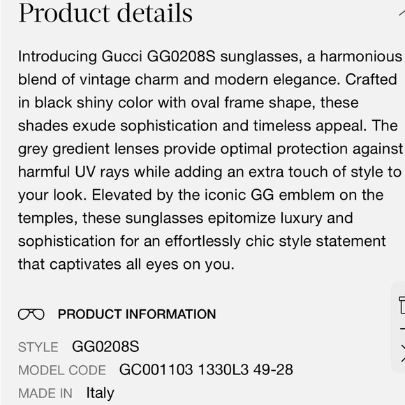 Elegant Gucci GG0208S Black Sunglasses - Picture 7 of 11